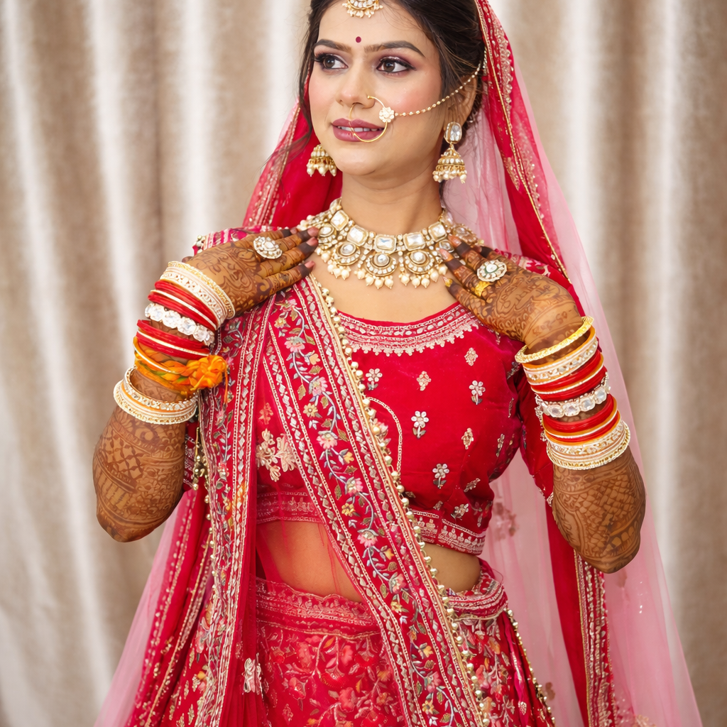 Traditional bridal elegance in red