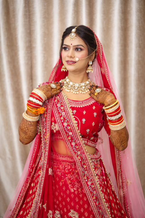 Traditional bridal elegance in red